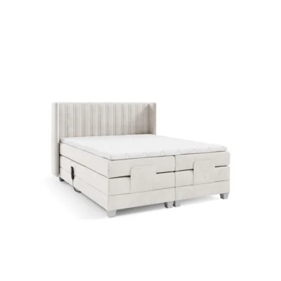 Fun Möbel Boxspringbett MAGNUS in Beige, Liegefläche 120x200 cm – mit Bettkasten, Taschenfederkern