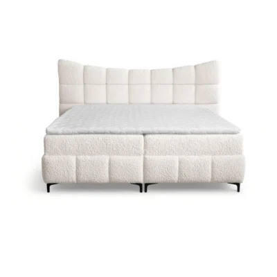 Fun Möbel Boxspringbett NOVA in Creme, Liegefläche 120x200 cm – mit Bettkasten, Bonellfederkern