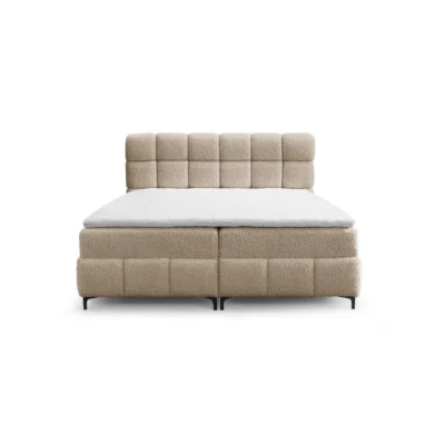 Fun Möbel Boxspringbett SOPHIE in Beige, Liegefläche 100x200 cm – mit Bettkasten, Bonellfederkern