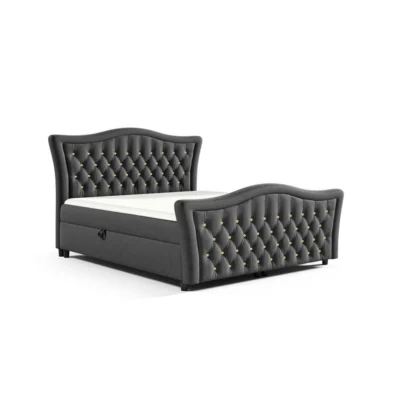 Fun Möbel Boxspringbett TURHAN in Grau, Liegefläche 120x200 cm – mit Bettkasten, Bonellfederkern