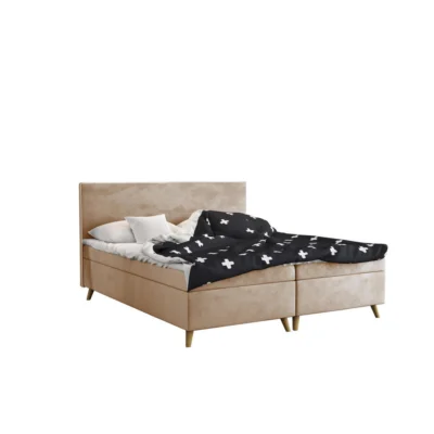 Kaiser Möbel Boxspringbett BELLA in Champagner, Liegefläche 120x200 cm – mit Bettkasten, Bonellfederkern