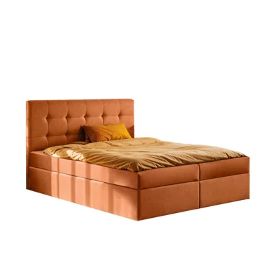 Kaiser Möbel Boxspringbett LUDANO in Orange, Liegefläche 140x200 cm – mit Bettkasten, Bonellfederkern