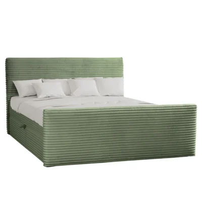 Kaiser Möbel Boxspringbett TRENTO in Olivgrün, Liegefläche 120x200 cm – mit Bettkasten, Bonellfederkern