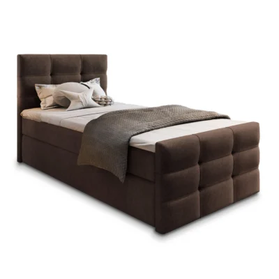 MASSENO Boxspringbett AMON 100 in Braun, Liegefläche 100x200 cm – mit Bettkasten