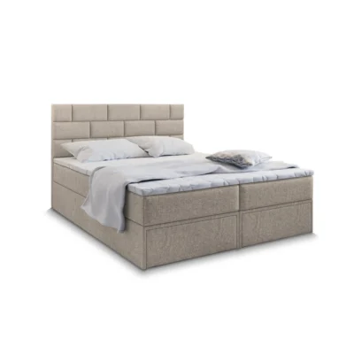 MASSENO Boxspringbett ARINOS in Beige, Liegefläche 140x200 cm – mit Bettkasten
