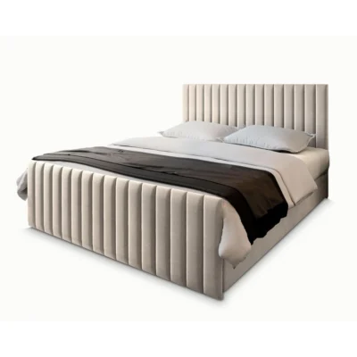 MASSENO Boxspringbett ARION in Beige, Liegefläche 140x200 cm – mit Bettkasten
