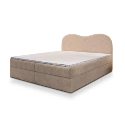 MASSENO Boxspringbett FLUVIA in Beige, Liegefläche 140x200 cm – mit Bettkasten