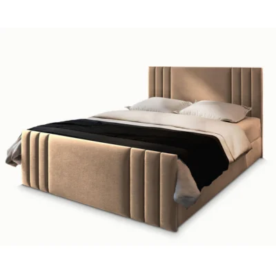 MASSENO Boxspringbett KANES in Beige, Liegefläche 140x200 cm – mit Bettkasten