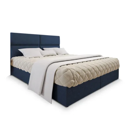 MASSENO Boxspringbett LONIS in Blau, Liegefläche 140x200 cm – mit Bettkasten