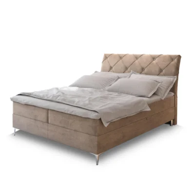 MASSENO Boxspringbett MACON in Beige, Liegefläche 140x200 cm – mit Bettkasten