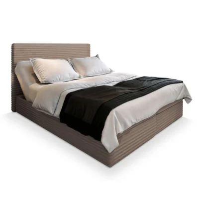 MASSENO Boxspringbett MILARA in Beige, Liegefläche 140x200 cm – mit Bettkasten