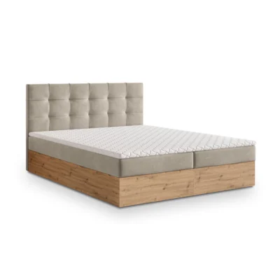 MASSENO Boxspringbett MOLVEN in Beige, Liegefläche 140x200 cm – mit Bettkasten