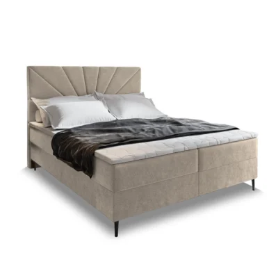 MASSENO Boxspringbett MURI in Beige, Liegefläche 140x200 cm – mit Bettkasten