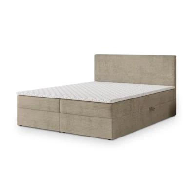 MASSENO Boxspringbett NIRA in Beige, Liegefläche 140x200 cm – mit Bettkasten