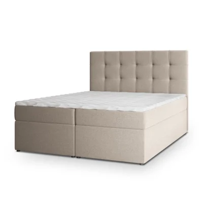 MASSENO Boxspringbett PALMA in Beige, Liegefläche 140x200 cm – mit Bettkasten