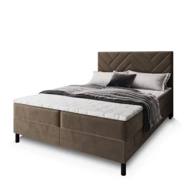MASSENO Boxspringbett ROKIS in Beige, Liegefläche 140x200 cm – mit Bettkasten