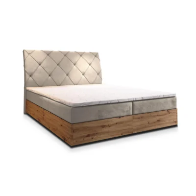 MASSENO Boxspringbett VELLANO in Beige, Liegefläche 140x200 cm – mit Bettkasten