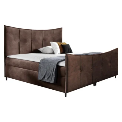 MIRJAN24 Boxspringbett BERGAMO LUX in Braun, Liegefläche 120x200 cm – mit Bettkasten, Bonellfederkern