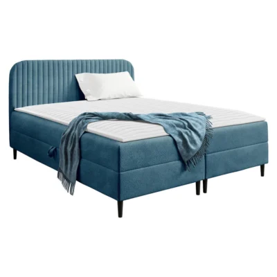 MIRJAN24 Boxspringbett BOX BEST 1 in Blau, Liegefläche 120x200 cm – mit Bettkasten, Bonellfederkern