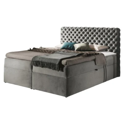 MIRJAN24 Boxspringbett CHESTERFIELD in Greige, Liegefläche 120x200 cm – mit Bettkasten, Topperhöhe 2 cm