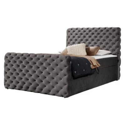 MIRJAN24 Boxspringbett CHESTERFIELD LUX in Braun, Liegefläche 120x200 cm – mit Bettkasten