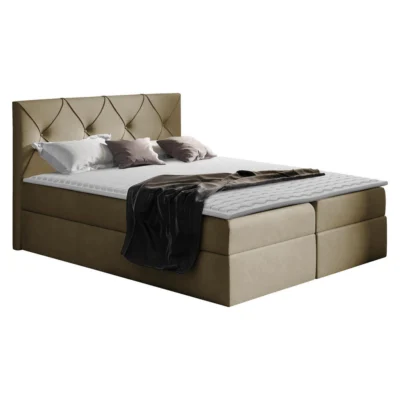 MIRJAN24 Boxspringbett CRYSTAL in Beige, Liegefläche 120x200 cm – mit Bettkasten, Bonellfederkern