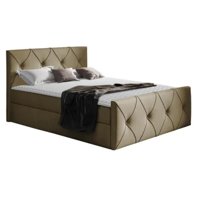 MIRJAN24 Boxspringbett CRYSTAL LUX in Beige, Liegefläche 120x200 cm – mit Bettkasten, Bonellfederkern