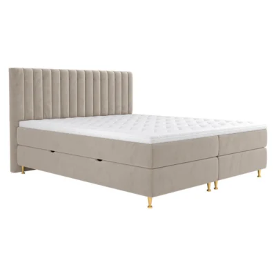 MIRJAN24 Boxspringbett ELEGANCE in Beige, Liegefläche 140x200 cm – mit Bettkasten, Bonellfederkern