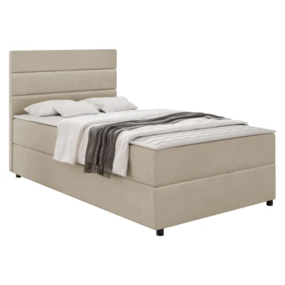 MIRJAN24 Boxspringbett ELEN in Beige, Liegefläche 90x200 cm – mit Bettkasten, Bonellfederkern