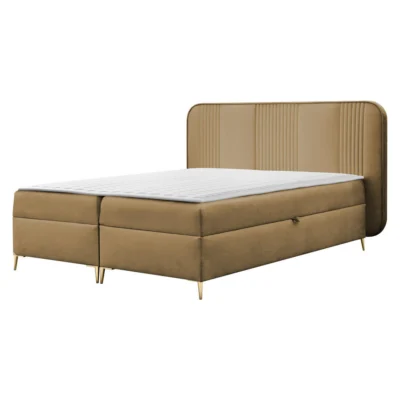 MIRJAN24 Boxspringbett FANDY in Braun, Liegefläche 120x200 cm – mit Bettkasten, Bonellfederkern