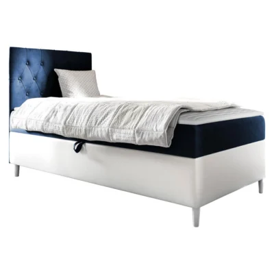 MIRJAN24 Boxspringbett FILIP JUNIOR 1 in Weiß, Blau, Liegefläche 80x200 cm – mit Bettkasten, Bonellfederkern