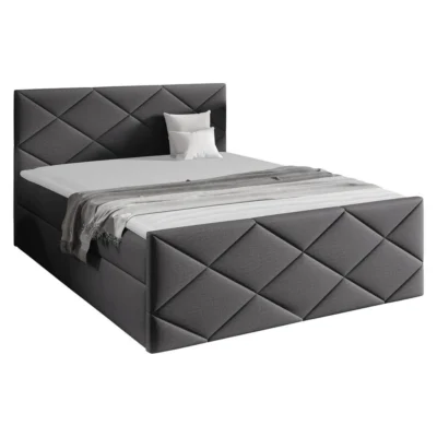 MIRJAN24 Boxspringbett HERKULES in Alu, Liegefläche 120x200 cm – mit Bettkasten, Bonellfederkern