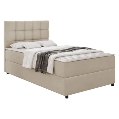 MIRJAN24 Boxspringbett LIND in Beige, Liegefläche 90x200 cm – mit Bettkasten, Bonellfederkern
