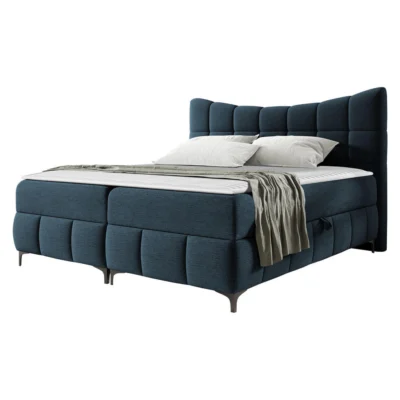 MIRJAN24 Boxspringbett NOVA in Dunkelblau, Liegefläche 120x200 cm – mit Bettkasten, Bonellfederkern