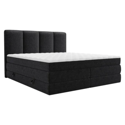 MIRJAN24 Boxspringbett POINT in Anthrazit, Liegefläche 140x200 cm – mit Bettkasten, Taschenfederkern