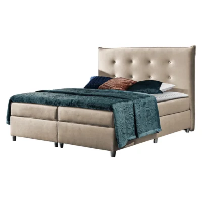 MIRJAN24 Boxspringbett PRATO in Beige, Liegefläche 120x200 cm – mit Bettkasten, Topperhöhe 2 cm