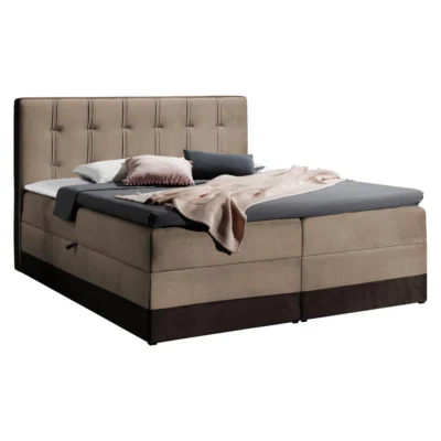 MIRJAN24 Boxspringbett ROYAL in Braun, Hellbraun, Liegefläche 120x200 cm – mit Bettkasten
