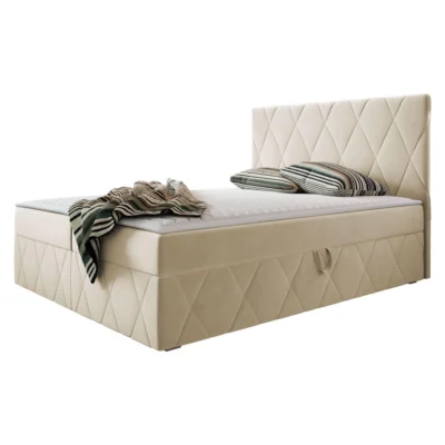 MIRJAN24 Boxspringbett SIMOTI in Beige, Liegefläche 140x200 cm – mit Bettkasten, Bonellfederkern