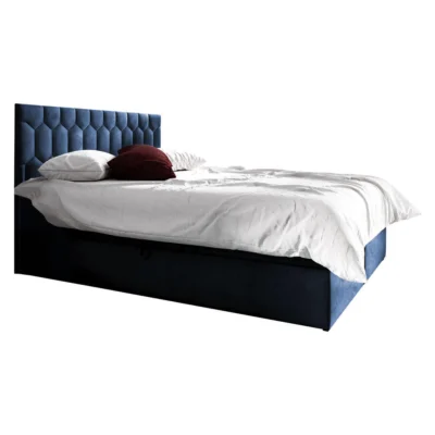 MIRJAN24 Boxspringbett TOP M24 in Blau, Liegefläche 140x200 cm – mit Bettkasten, Bonellfederkern