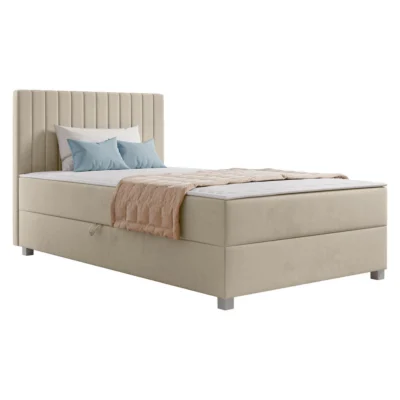 MIRJAN24 Boxspringbett VIKI in Beige, Liegefläche 120x200 cm – mit Bettkasten, Bonellfederkern