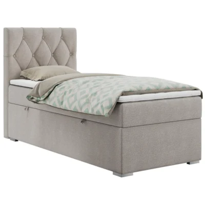 MKS Boxspringbett ALDA in Beige, Liegefläche 90x200 cm – mit Bettkasten