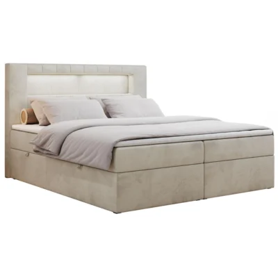 MKS Boxspringbett GOLD - 5 LED in Beige, Liegefläche 120x200 cm