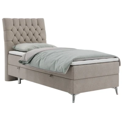 MKS Boxspringbett MILEN in Beige, Liegefläche 90x200 cm – mit Bettkasten
