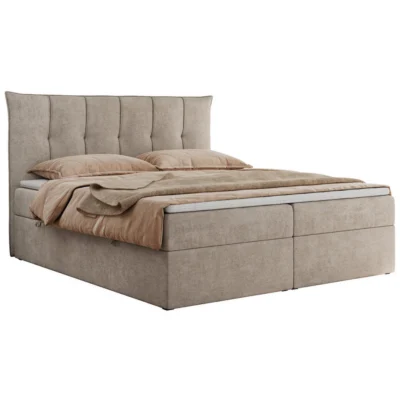 MKS Boxspringbett PREMIUM 10 in Beige, Liegefläche 120x200 cm – mit Bettkasten