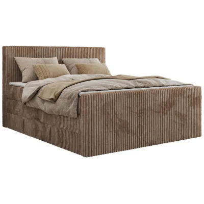 MKS Boxspringbett TILIANO KING DUO in Braun, Liegefläche 140x200 cm – mit Bettkasten, Taschenfederkern