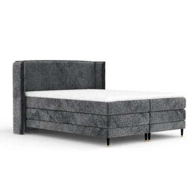 Maison de Reve Boxspringbett CARIZZO in Anthrazit, Liegefläche 140x200 cm – Bonellfederkern