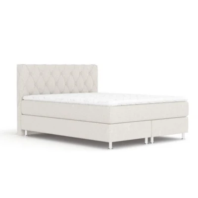 Maison de Reve Boxspringbett OTUS in Beige, Liegefläche 140x200 cm – Bonellfederkern, Topperhöhe 6 cm