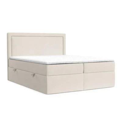 Maison de Reve Boxspringbett TRIBECA in Beige, Liegefläche 120x200 cm – mit Bettkasten, Bonellfederkern