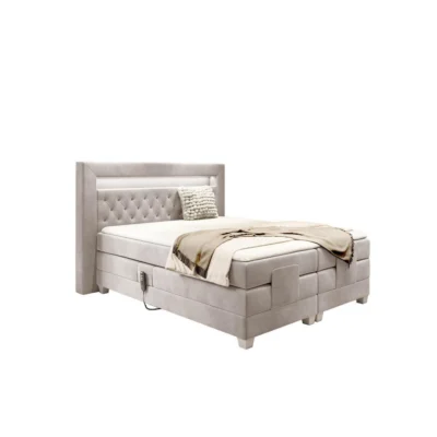 Meblini Boxspringbett SANTORE in Beige, Liegefläche 120x200 cm – Taschenfederkern