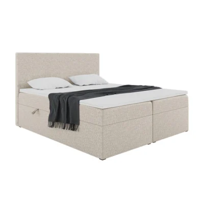 Meblini Boxspringbett ZLATAN in Beige, Liegefläche 140x200 cm – mit Bettkasten, Topperhöhe 4 cm